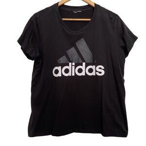 ADIDAS black white boxy tee short sleeves t-shirt large crop round neck